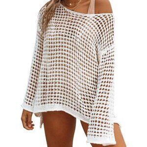 🆕Women E-white Swimwear Beach Cover Up Tunic Dress Beachwear for Swimming
